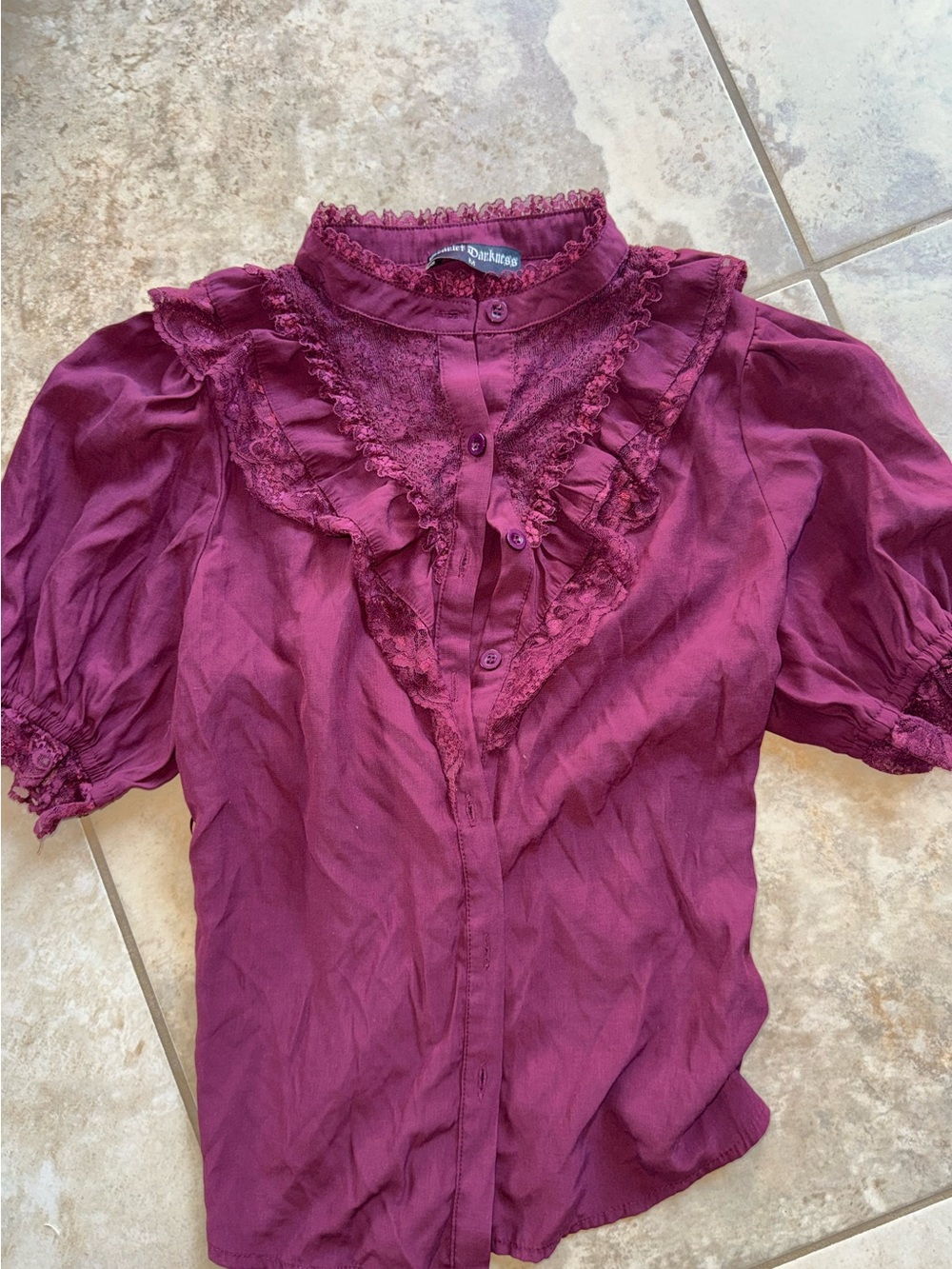 Scarlet Darkness Burgundy Corset Back Blouse M NWOT